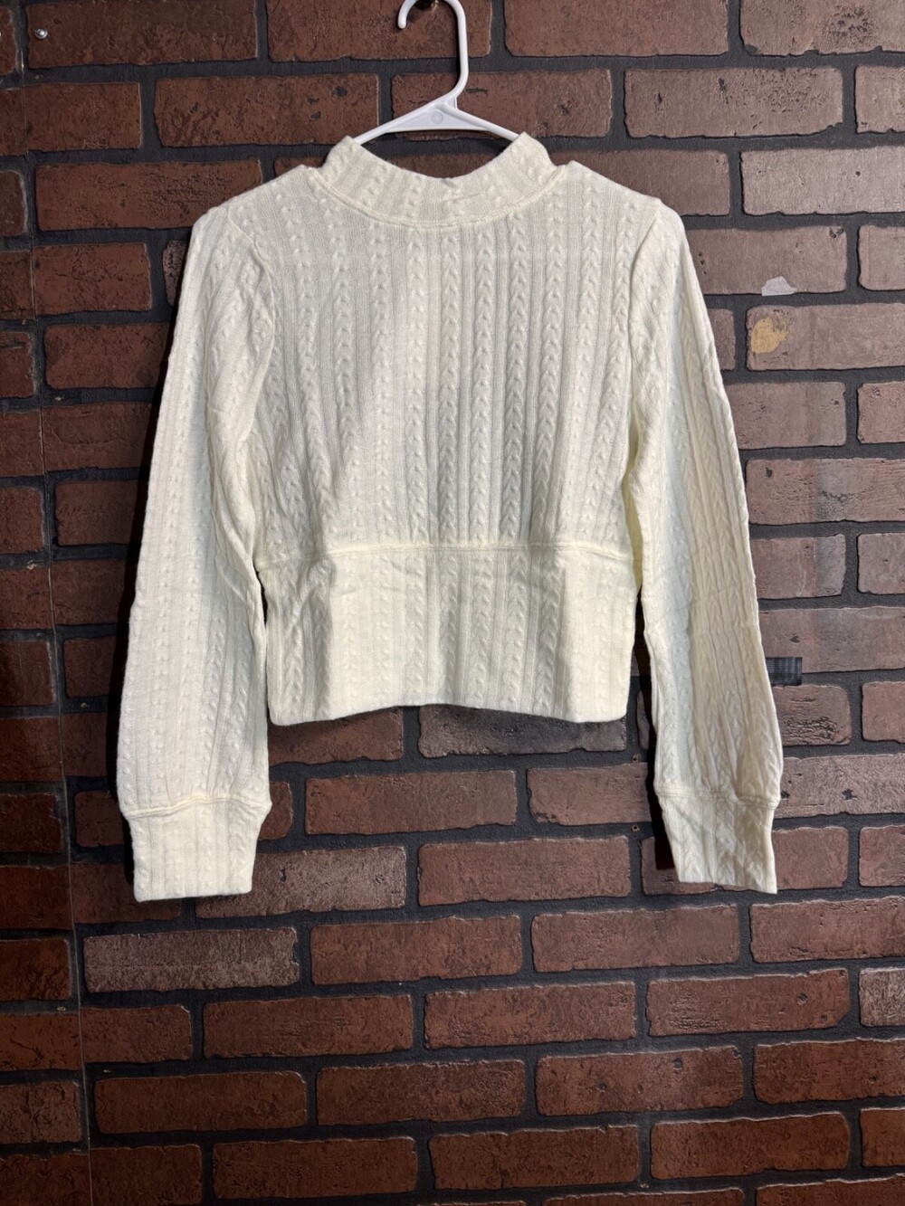 Band Of The Free Raquel Ivory Ribbed Knit Pullover Womens L Boho Bohemian Hippie